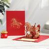 Festive 2026 New Year Celebration Card Horse Motifs And Gold Foils Embellishments Greeting Card with Envelope