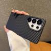 For Magsafe For Samsung S26 S25 S24 Ultra Plus Carbon Fiber Texture Phone Case Wireless Charge Alloy Lens Hard PC Points Cover
