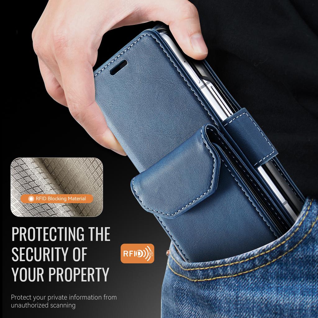 Suitable for Samsung Z Fold6 Phone Case, ZFOLD5 Phone Leather Cover with Card Slot and Wallet, Foldable Flip Cover