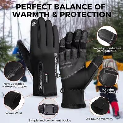 Waterproof Thermal Winter Gloves Touch Screen Compatible Windproof Warm Cold Weather Running Hiking Ski Gloves for Sports