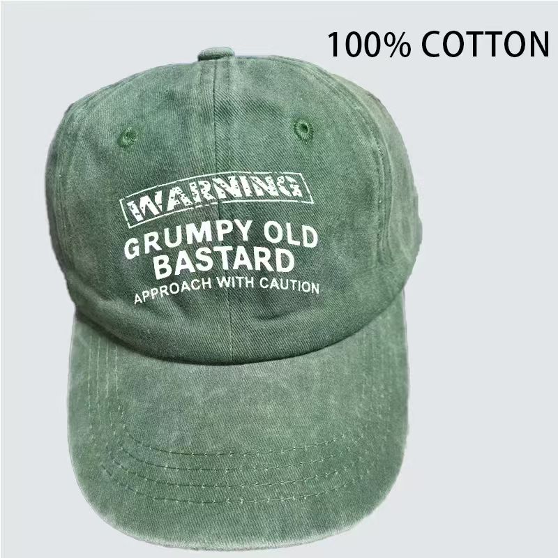 

Unisex WARNING GRUMPY OLD BASTARD Print Wash Baseball Caps Spring and Autumn Outdoor Adjustable Casual Hats Sunscreen Hat Adjustable