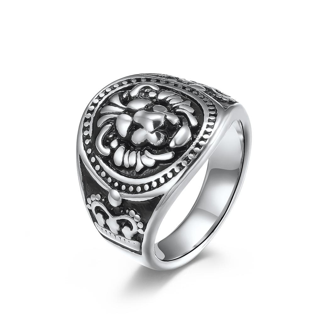 European and American Style Lion Head Stainless Steel Mens Ring Retro Lion Style Domineering Jewelry