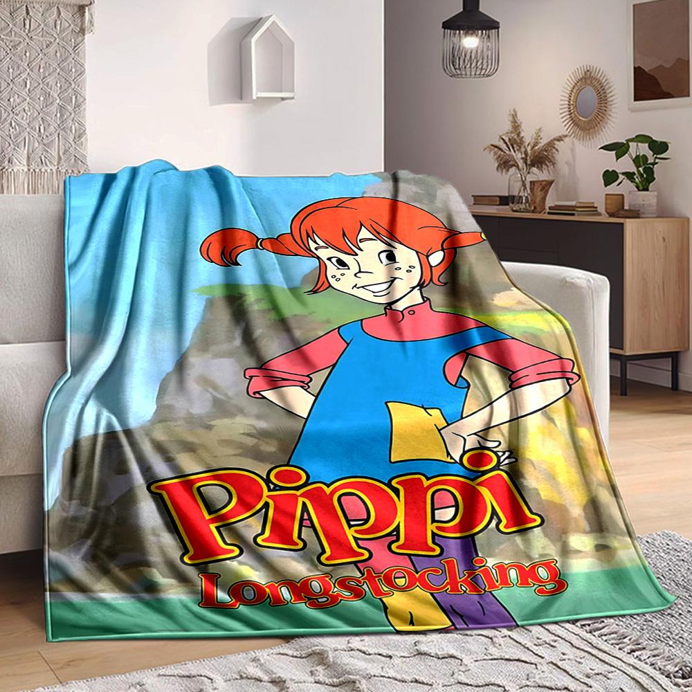 1 τεμάχιο Κουβέρτα Πίπη Μαλακή για Όλες τις Εποχές με Ζωηρό Σχέδιο, Ιδανική για το Σπίτι, τα Ταξίδια και ως Δώρο, Ιδανική για Υπνάκους και Κάμπινγκ