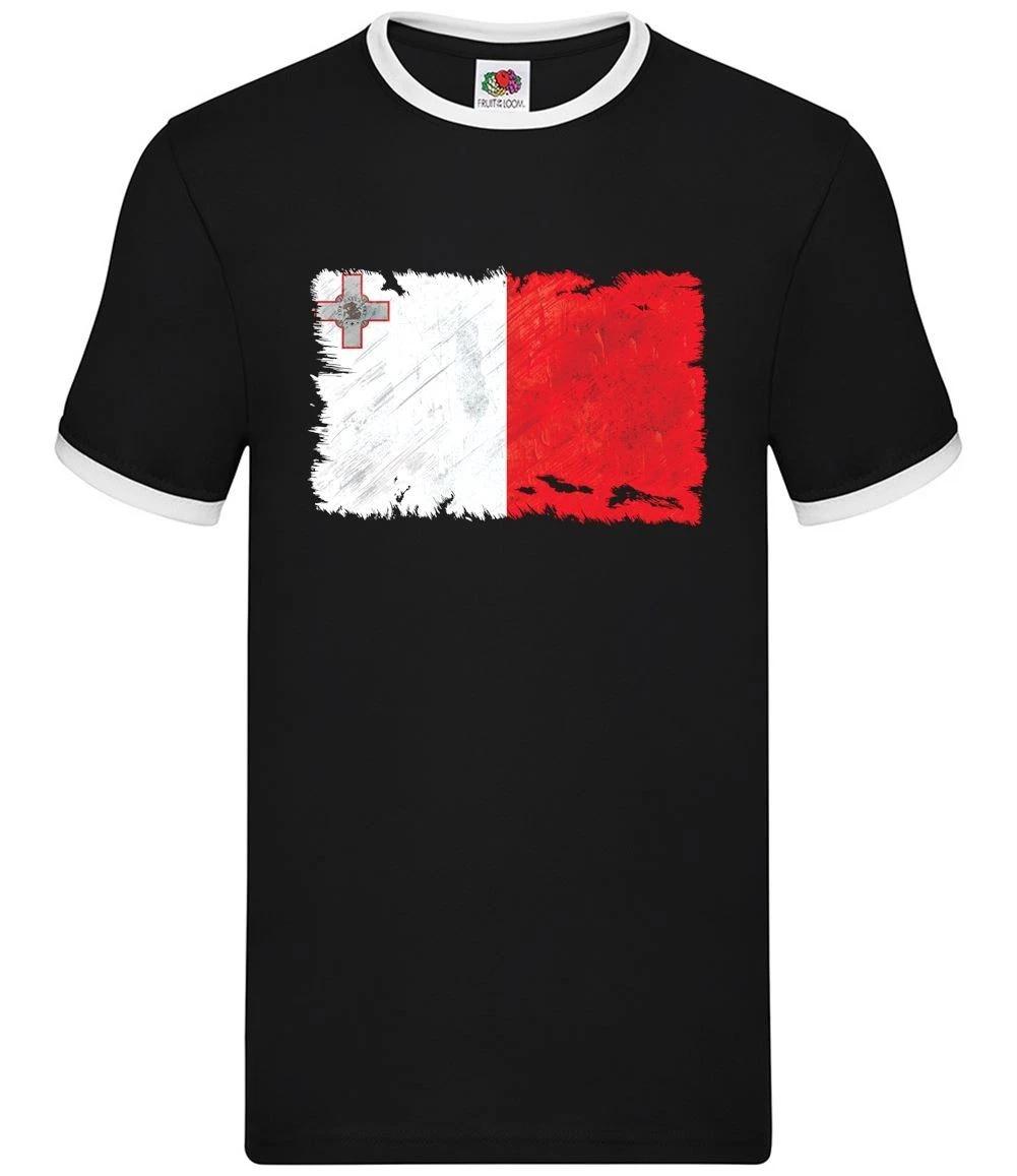 Malta Flag - Mens Ringer - Valletta Europe Country Travel Flags Gozo XXL