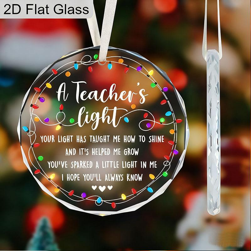 Lehrer-Wertschätzungs-Glasornament, Zitat "Das Licht eines Lehrers" zum Aufhängen, Geschenk zum Lehrertag, Weihnachten, Erntedankfest, Geschenk zum Schulanfang