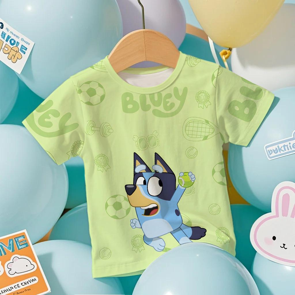 2026 Bluey Print Kids 3D T-Shirt Summer Cool Breathable Short Sleeve Cartoon Anime Design Tee for Boys and Girls Casual