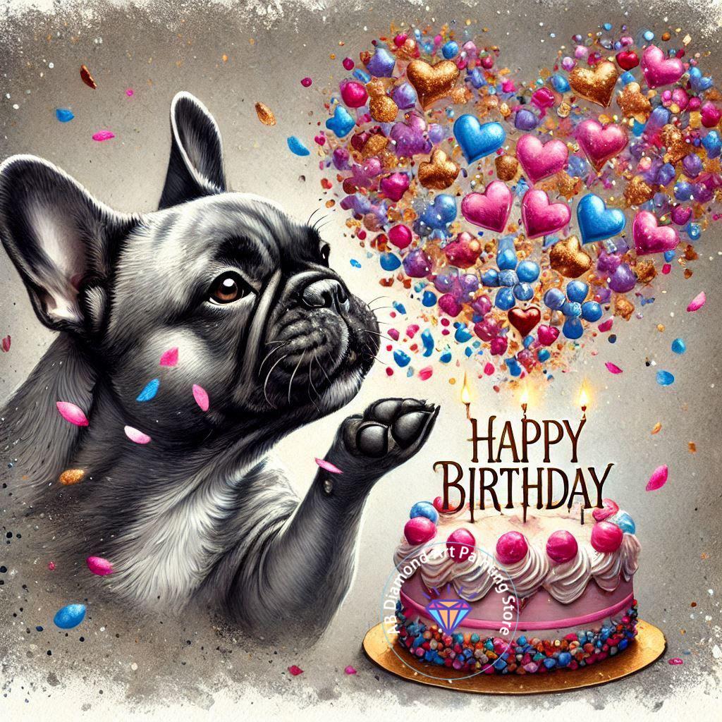 Cute French Bulldog Animal Diamond Painting Kit 5D DIY Dog Diamond Embroidery Cross Embroidery Handmade Art Gift Home Decoration