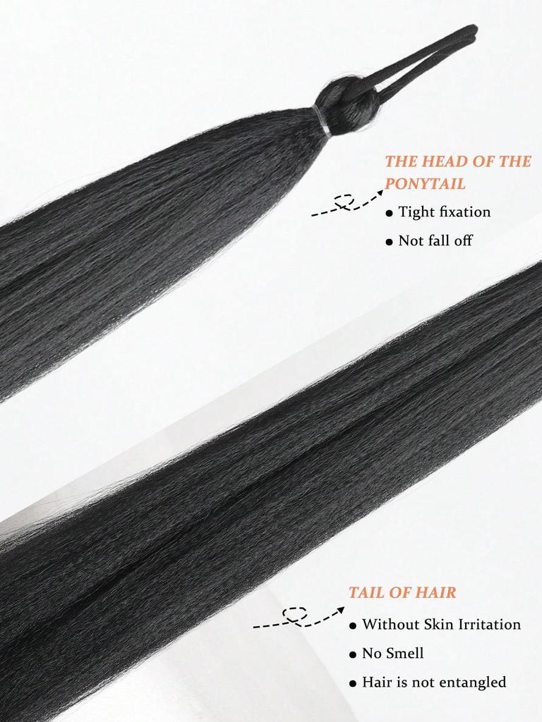 Synthetic Ponytail 1 Pack Braid Extension, Full of  Color Ponytail Extension, with Elastic Tie Straight Tube Sleek Wrap Extension Hair