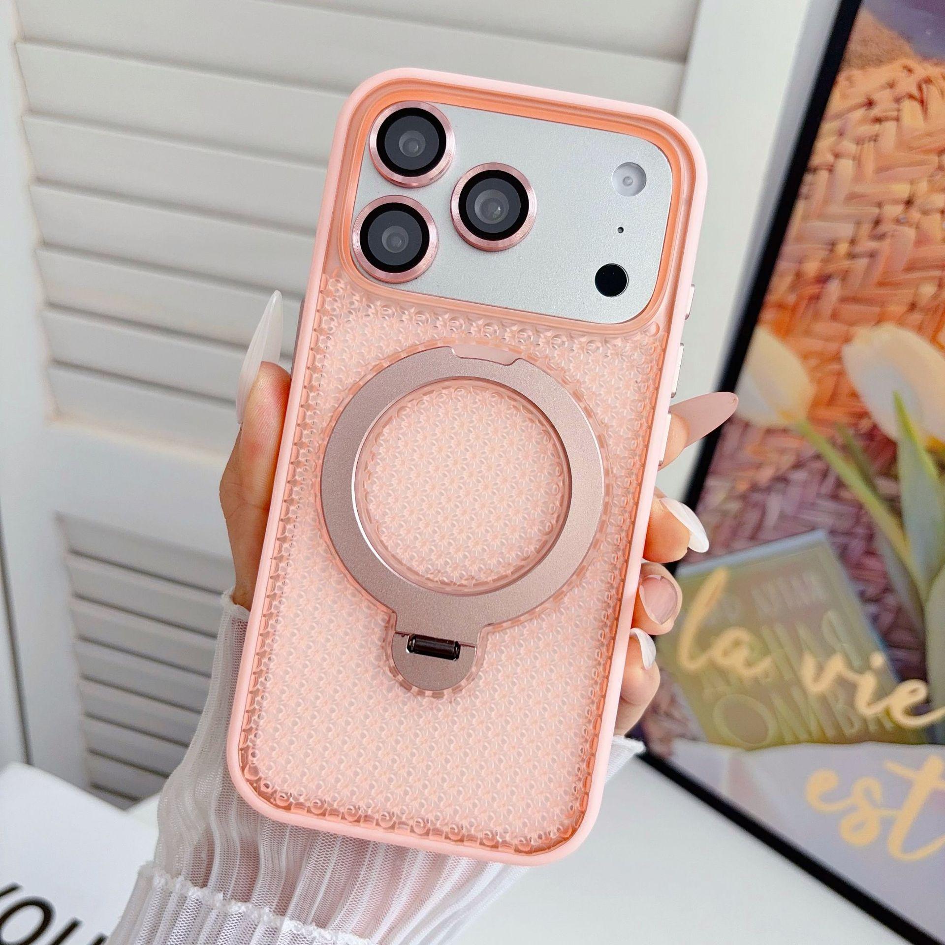 

iPhone 17 Pro Max Case: Vitality Transparent 360° Magnetic Stand with Apple Grid Back Panel iPhone 15 Pro