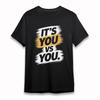 Women's T-Shirt Its You Vs You Artistic Brush Tee Black Cotton Short Oversize