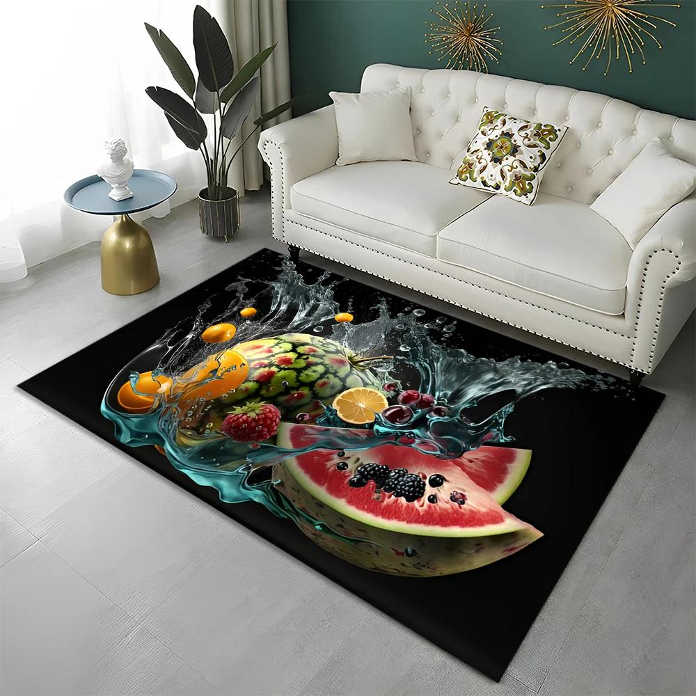 3D Cute Fruit Cartoon HD Carpet Rug for Home Living Room Bedroom Sofa Kitchen Doormat Decor,Child Area Rug Non-slip Floor Mat