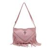 Large-capacity bag women, summer new fashion retro shoulder messenger bag texture rivet fringed bag