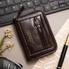 Men RFID Blocking Credit Card Holder Wallet, Genuine Leather Zipper Card Case, Accordion Card Organizer Coin Purse