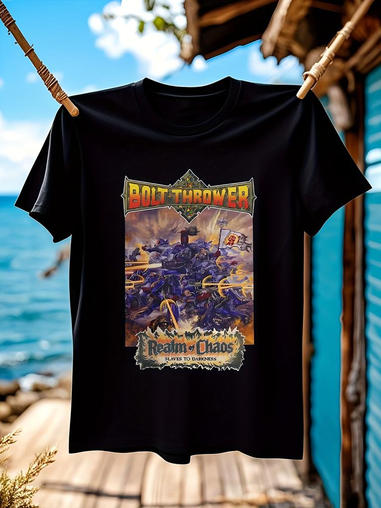 T-shirt Bolt Throwers Realm of Chaos - Maglietta Grafica Heavy Metal con Design Bolt Thrower - Maglietta Nera per il Gaming