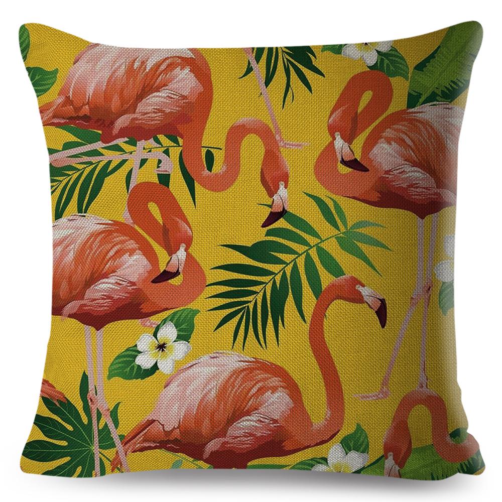 Tropical Flamingo Cushion Cover Hand Drawn Pineapple Butterfly Ice Cream Design Soft Square Pillow Home Decor xcm