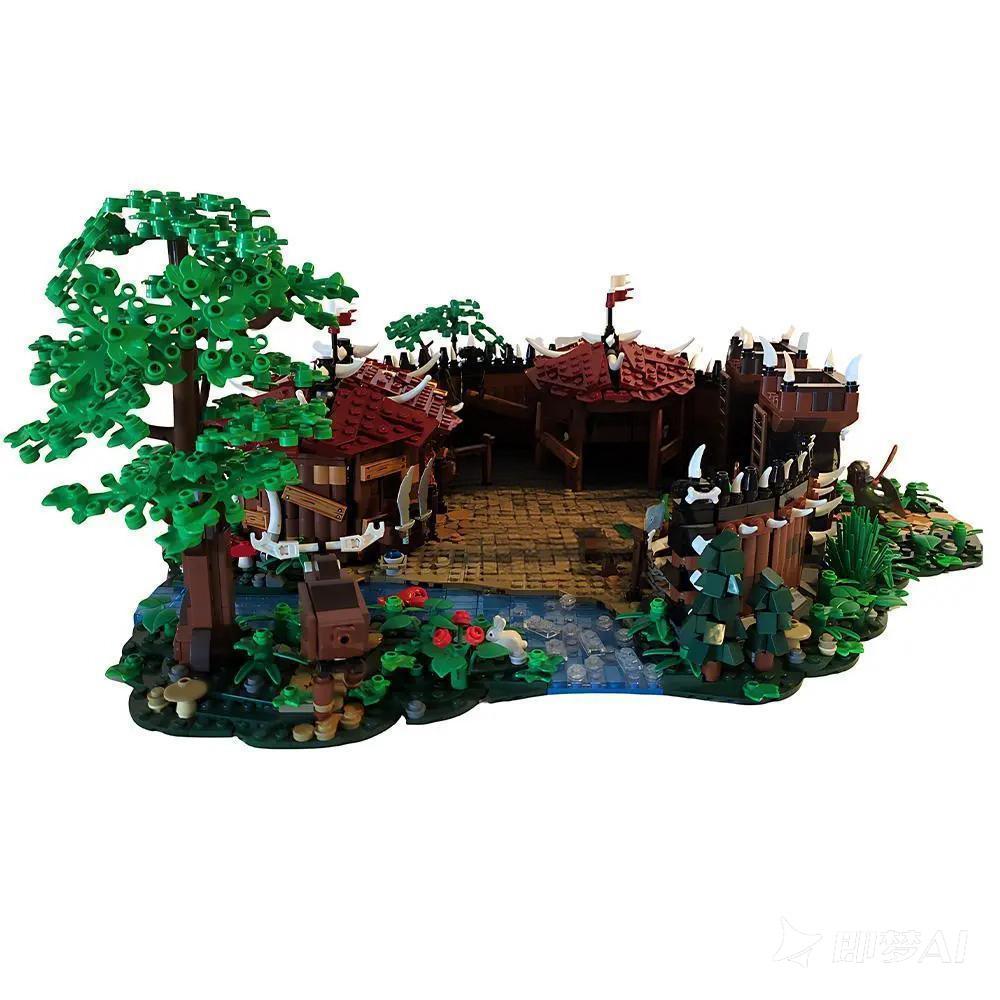 MOC Fantasy Orc Camp Building Blocks Orcish Tribal Camp Architecture Brick Toys for Adults Gift