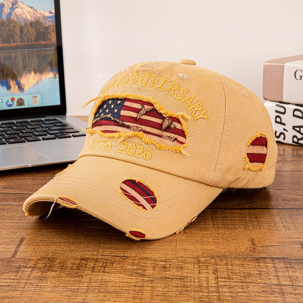 Vintage Distressed Usa 250Th Anniversary 1776- American Flag Baseball Cap Men Women Adjustable Washed Dad Hat For Patriotic