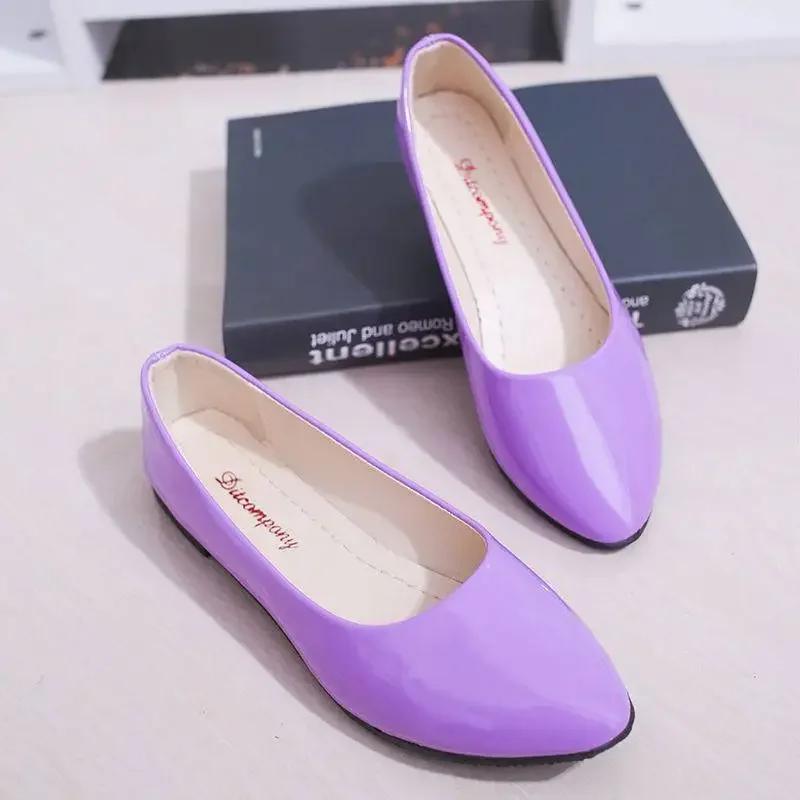Fashion Women Candy Color Ballet Flats White Wedding Shoes Woman Flats Patent Leather Slip on Shoes Zapatos Mujer Ladies Boat Shoes224