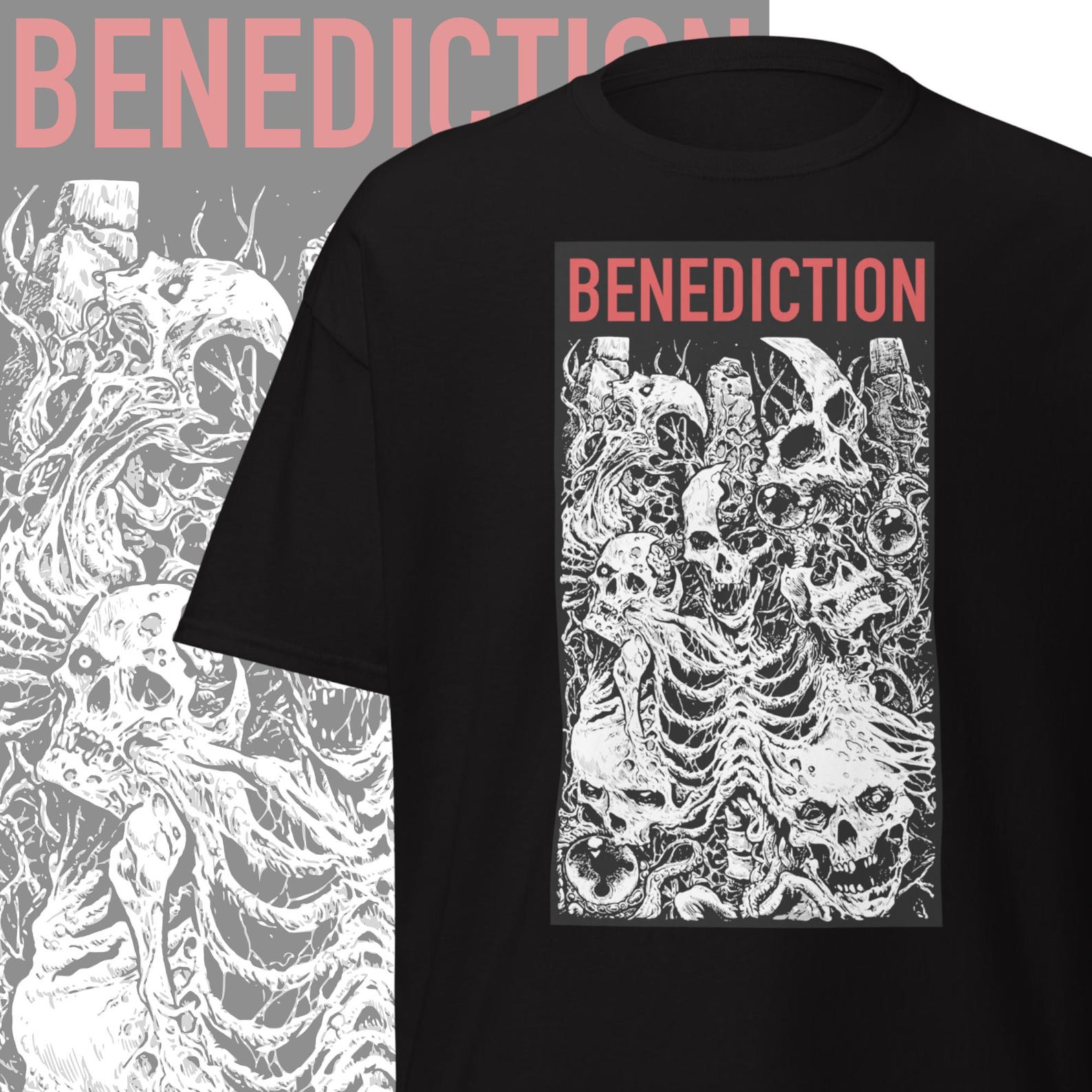 Benediction Band T-shirt Death Metal Merch Old School Death Metal Clothing Gifts for Metalheads S