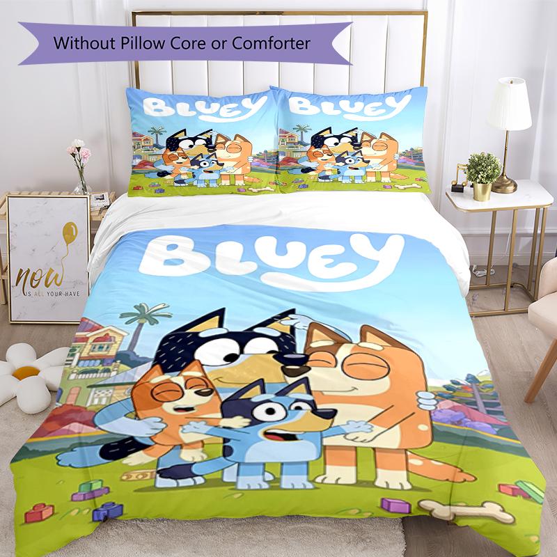 3pcs Bluey Bedding Set Duvet Cover Closure Includes 1 Duvet Cover & 2 Pillowcases, Soft and Comfortable for All Seasons.