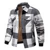 Men's Striped Plaid Casual Loose Button Lapel Long Sleeve Hooded Cardigan Shirt Jacket