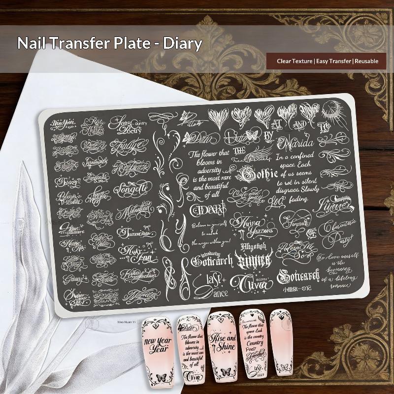 Special Flower English Alphabet Patterns Stamping Plates 15X10Cm Stainless Steel Nail Design Art Template Stencil Nail Stamper