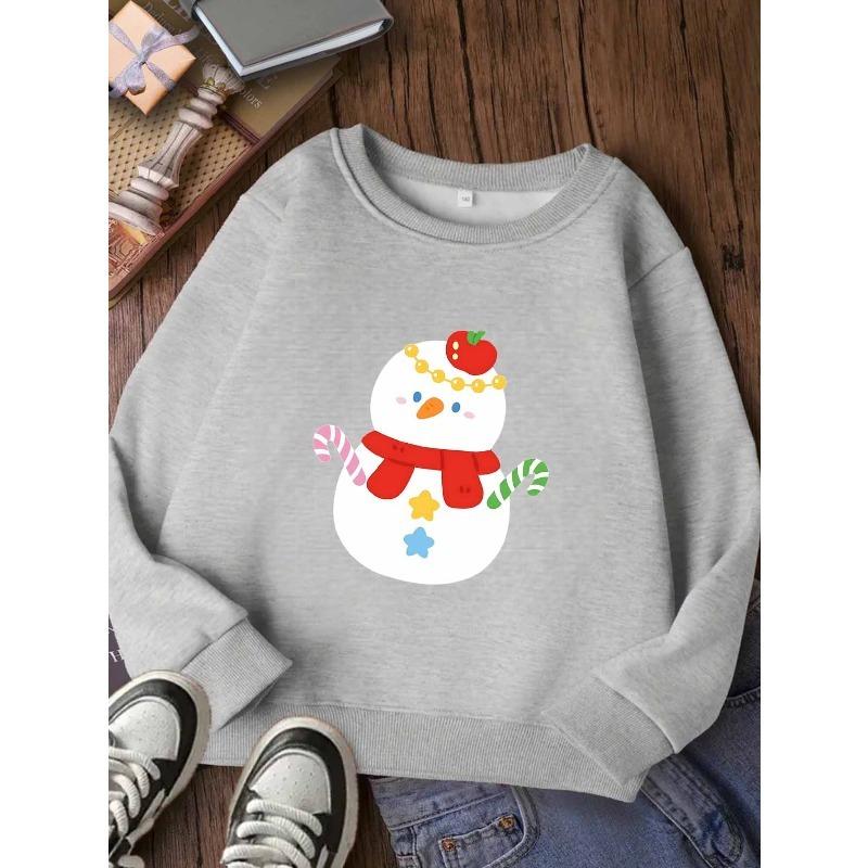 European sizes New Comfortable Kids' Round Neck Sweatshirt, Casual, Trendy And Fashionable Christmas Print Top