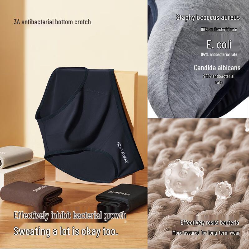 HLA Men's 7A Antibacterial Pure Cotton Triangle Briefs 4-Pack