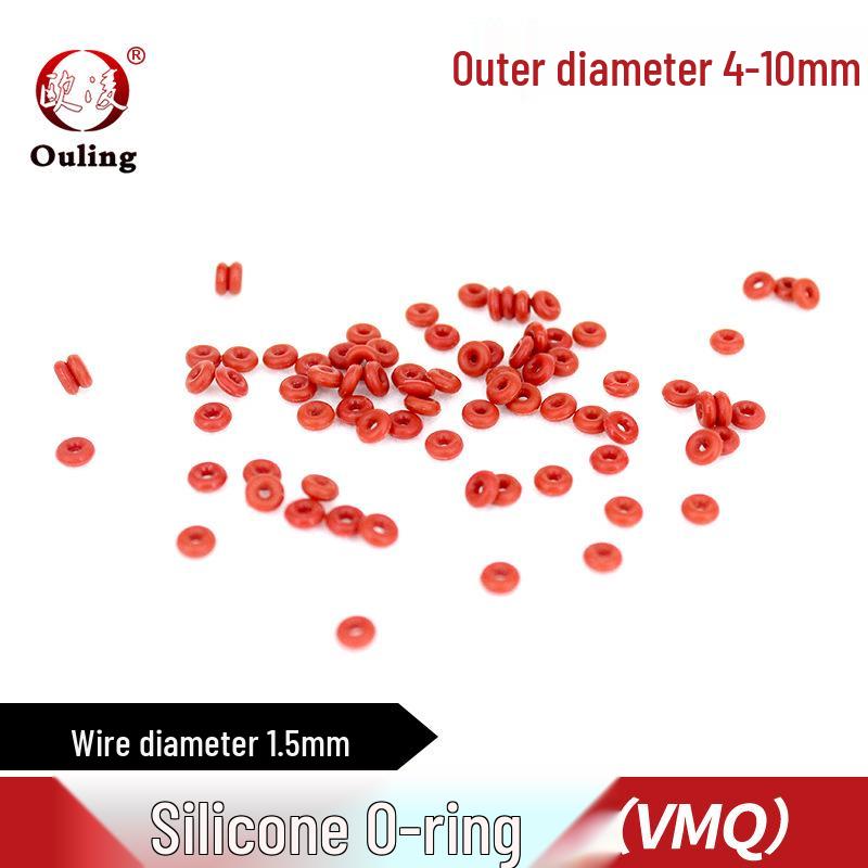 Red Silicone O-ring (OD: 4-10mm, 1.5mm thickness) OD 5.5mm*1.5mm (10 pcs) Red Silicone O-ring