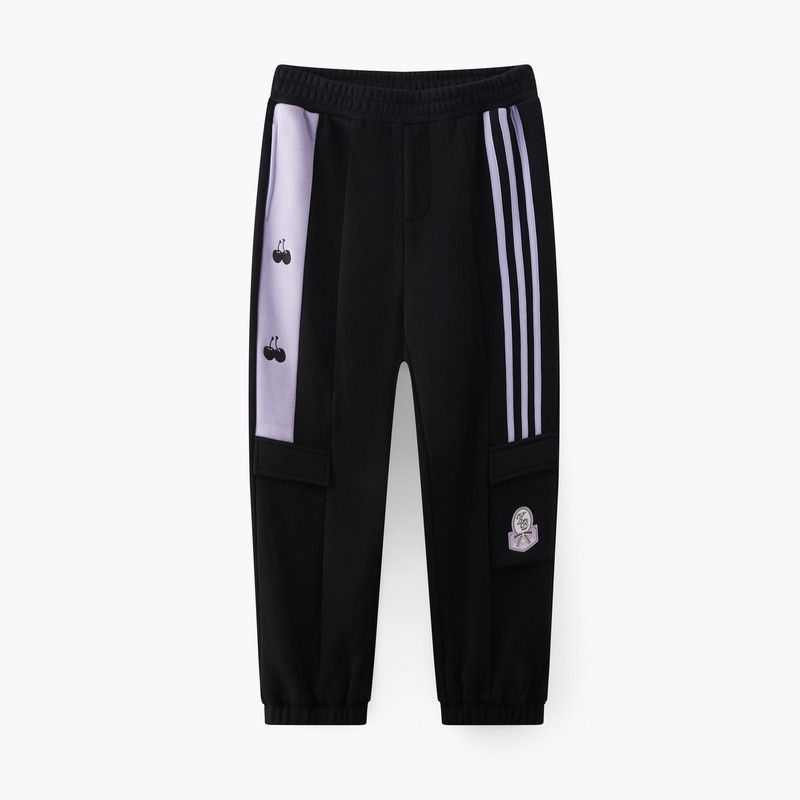 Mqd Children s Clothing Girls  Fleece-Lined Warm Sweatpants 2025 Winter New Style Children s Thick Striped Sports Pants Black 110