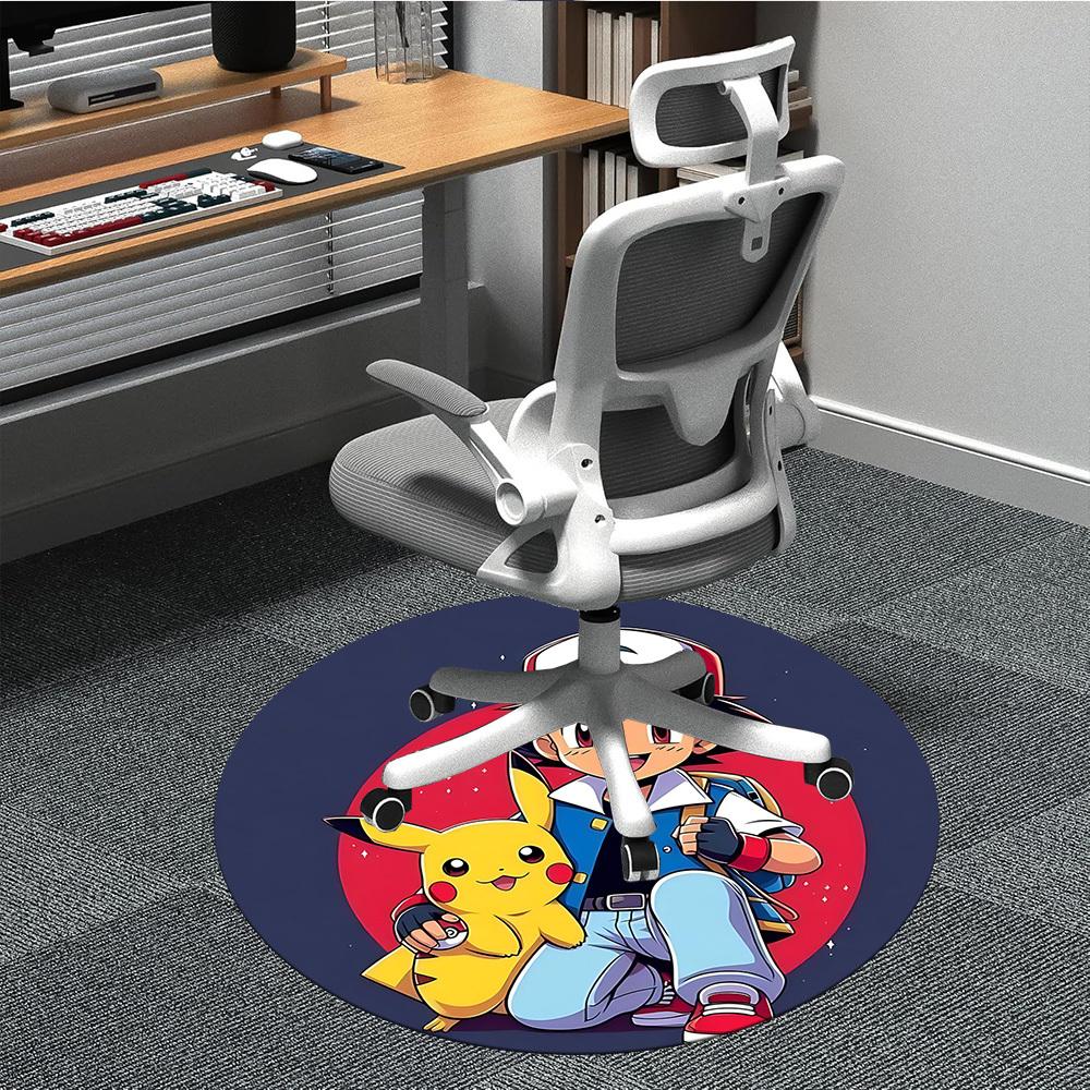 

1PC Pokemon Pikachu Office Round Area Rug, Indoor Mat Suitable For Office, Under Office Chairs Bedroom Living Room Home Decor DT1212055 80cm by 80cm