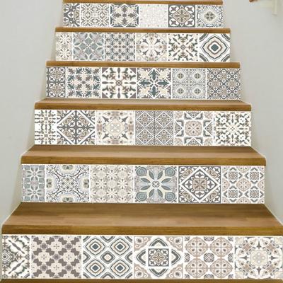 6Pcs Per Set Arabic Style Tile Creative Home Stair Stickers Corridor Stair Decoration Stickers