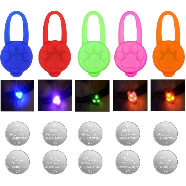 Avando Dog Collar Light, Dog Lights for Might Walking Waterproof Silicon LED Dog Collar Safety Night Walking Lights for Dog and Cat - Batteries
