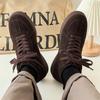 Fashion Retro Style Cow suede Leather Men Shoes Non-Slip Oxfords mid top Sneakers for Man Casual Lace Up Footwear Outdoor sneakers