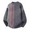Mens Colorblock Knit Crewneck Sweater Long Sleeve Warm Acrylic Pullover Winter Daily Wear