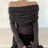 Autumn New Sexy One Shoulder Pullover Sweaters for Women Lapel Off Shoulder Long Sleeved Knitted Sweater Woman Elegant Casual Winter Knitwear 24861