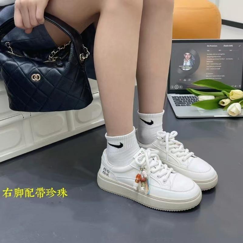 

Muffin thick-soled beaded little white shoes women s new height increase and thinness comfortable versatile casual sports shoes 40 хаки