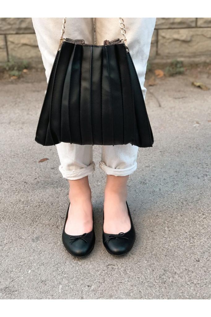 Women's Flat Shoes Black Ropy Ballerina Ballet