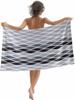Beach Towel Moroccan Ombre Grey Bath Pool Towels Abstract Wave Lines Absorbent Beach Towel Soft Large Quick Dry Lightweight