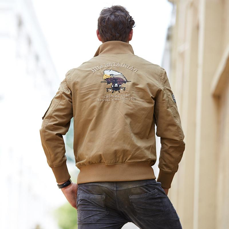 Chaqueta Air Force One de primavera y otoño, nueva, de algodón, con cuello alto, de talla grande, informal, para hombre, estilo militar