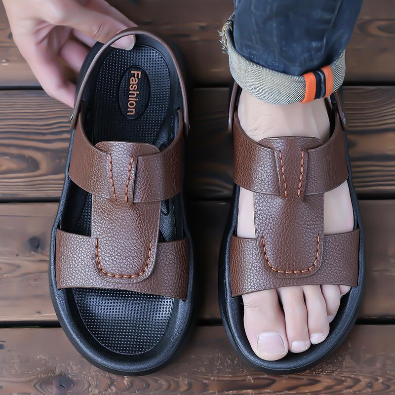

Slippers men s platform summer new outdoor two wear breathable beach shoes men s trend versatile non-slip casual sandals 45 коричневый