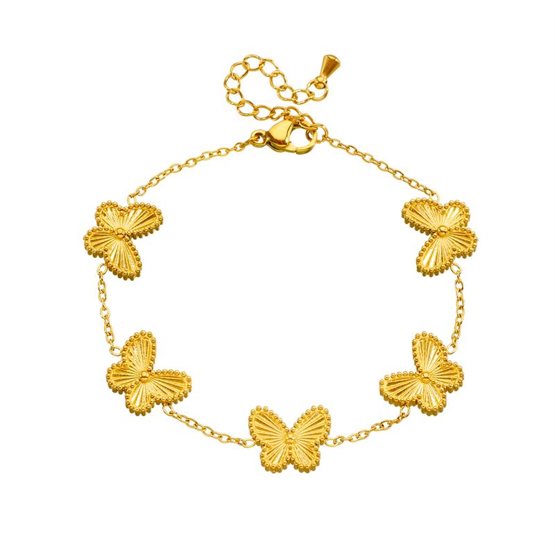 316L Stainless Steell Golden Luxury Laser Butterfly Bracelet For Women Girl New Trend Popular Hand Chain Zircon Gift