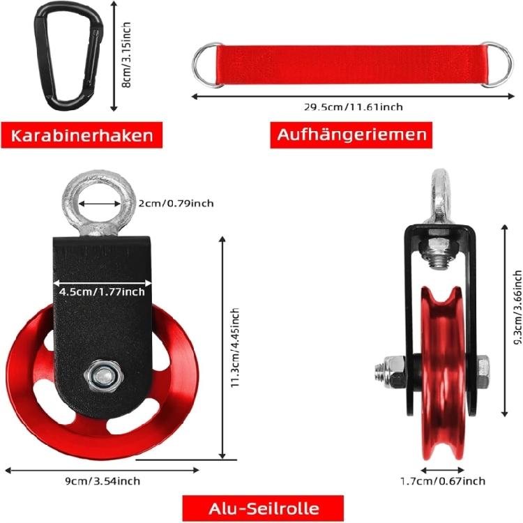 Fitness Cable Pulley Wheel 90mm Aluminum Pull Down Bar Pulley System Equipment 660LBS Load For Home Gym