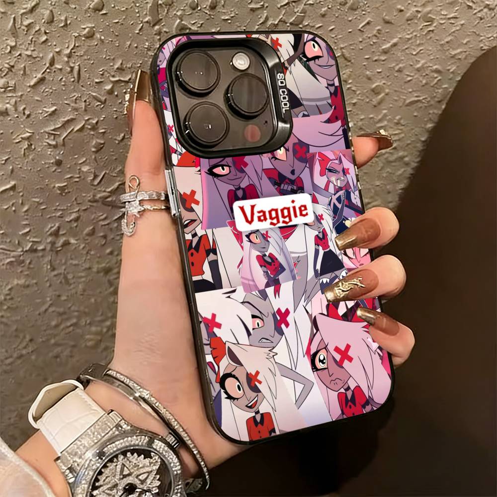 H-hazbin hotel V-veggie Phone Case For iPhone 17,16,15,14,13,12,11 Plus,Pro Max,XS,Colorful Silver Black Cover