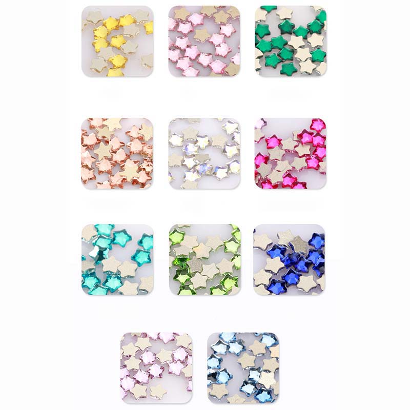 Diy Nail Art Sticker Flat Back Crystal Rhinestones Star Shape Craft Shiny Embellishment Phone Case Decorative Glue-on CZ Diamond
