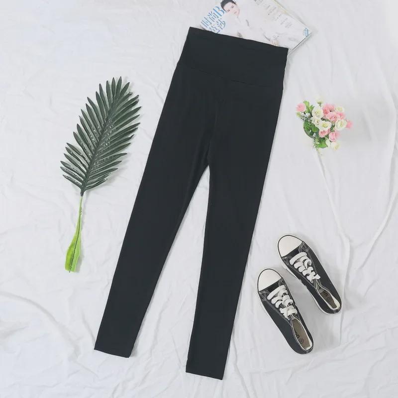 Adjustable Solid Color Maternity Leggings for Spring and Autumn