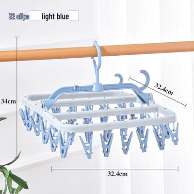 Foldable Rotatable Clothes Drying Rack with 32 Windproof Clips