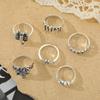 Vintage Hand Carved Ring Skeleton Tooth Butterfly Love Versatile Jewelry Ring Set
