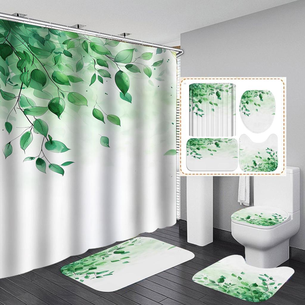 Xiyin Waterproof High Definition Shower Curtain Set - Four-Piece, No-Drill Partition for Bathroom or Hotel.