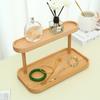 Dřevěný dvoupatrový úložný stojanový podnos Stolní stojan na kosmetiku Stojany na vystavení šperků Domácí vstupní odkládací podnos na klíče